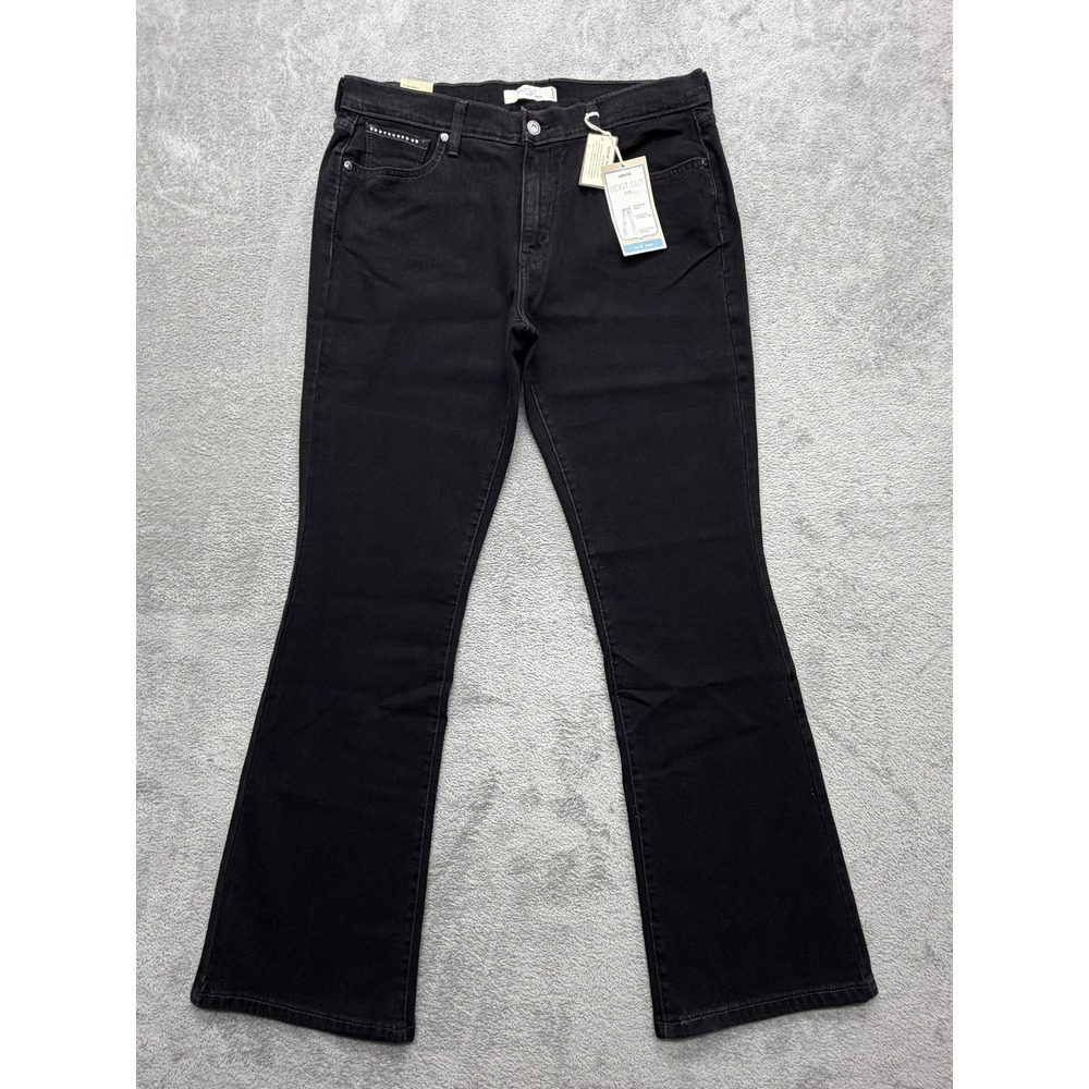 Levi's 515 Bootcut Jeans Womens 14 Black Mid Rise Stretch Rhinestone Denim‎